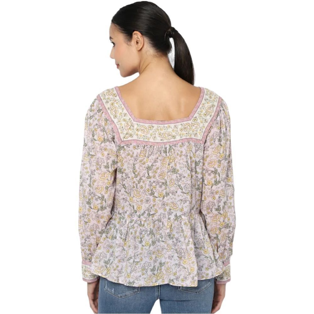 American Eagle Y2K  NWT 100% cotton squ neck L/S peasant blouse - Picture 7 of 16